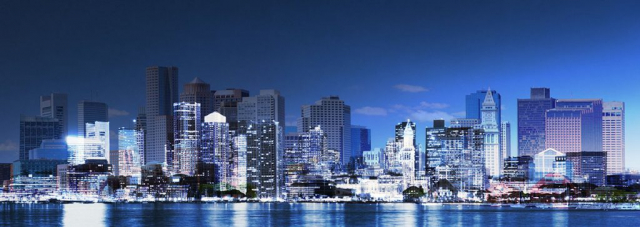 Panoramic Boston City Photo Montage