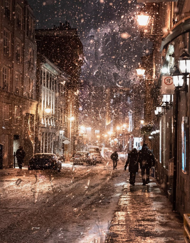 Bad Winter Weather in City Street