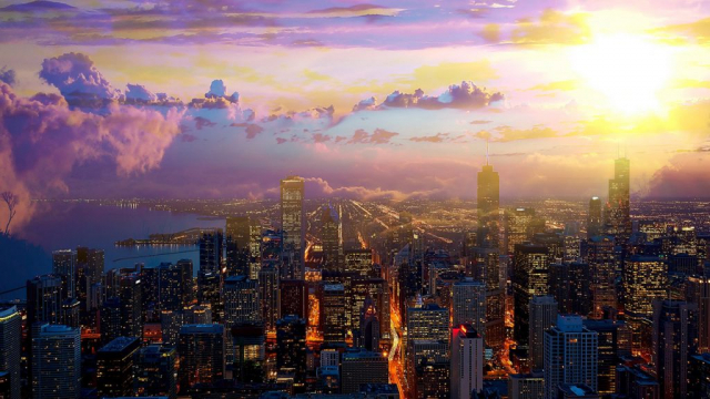 Beautiful Chicago City at Night 01