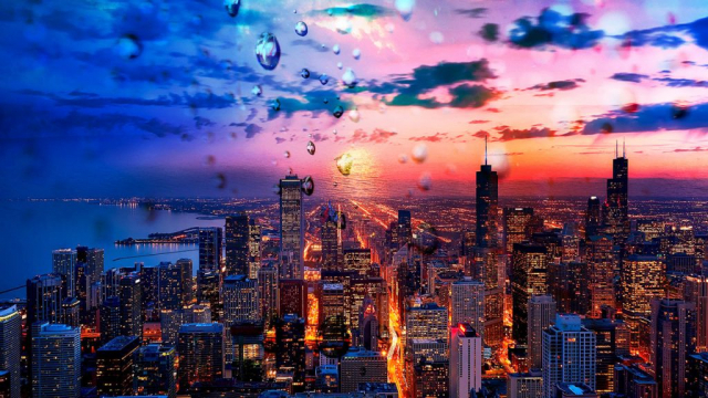 Beautiful Chicago City at Night 02