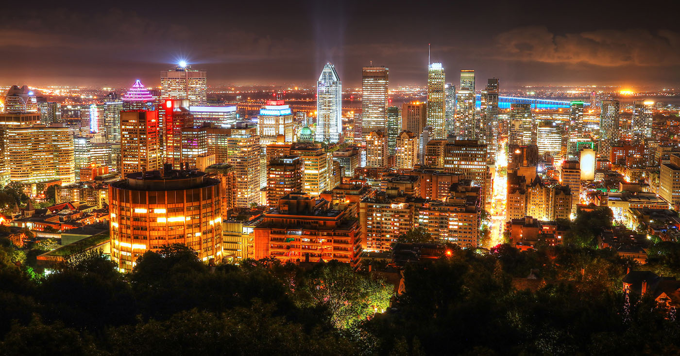 2020 Montreal City Sight at Night From Mount Royal Lookout