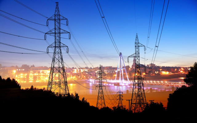 Small Town Electrification at Sunset