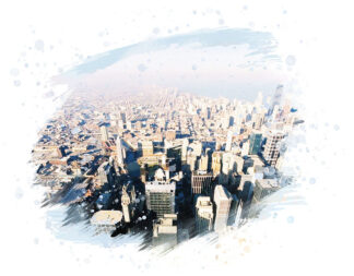 Modern Aerial Cityscape on White - Just Amazing Urban Stock Imagery
