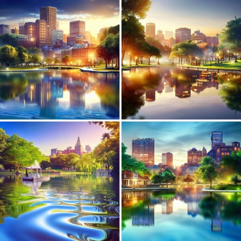 AI Boston City Park Scene Images