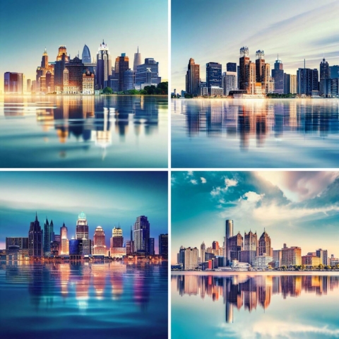 AI Detroit Cityscape Scene Images