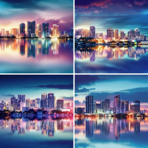 AI Miami Twilight Cityscape Images