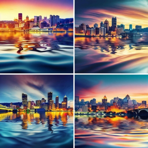 AI Pittsburgh Cityscape Scene Images