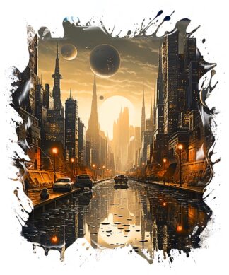 Futuristic City Street Art Design