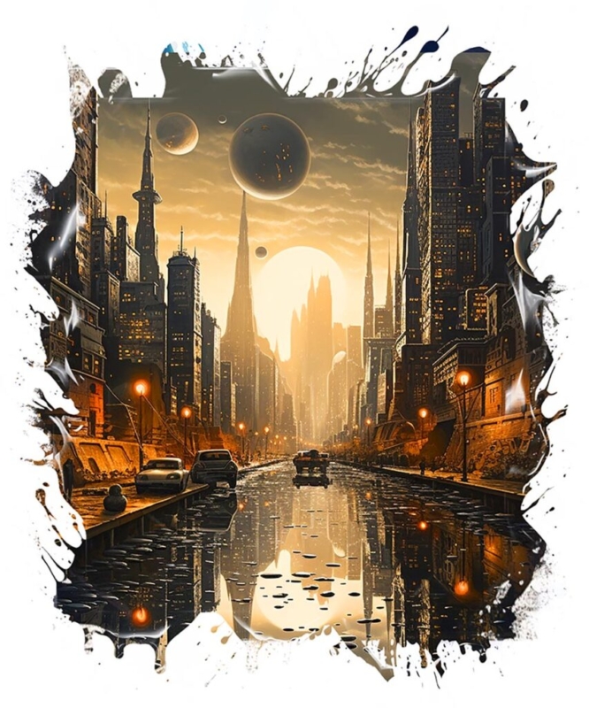 Futuristic City Street Art Design