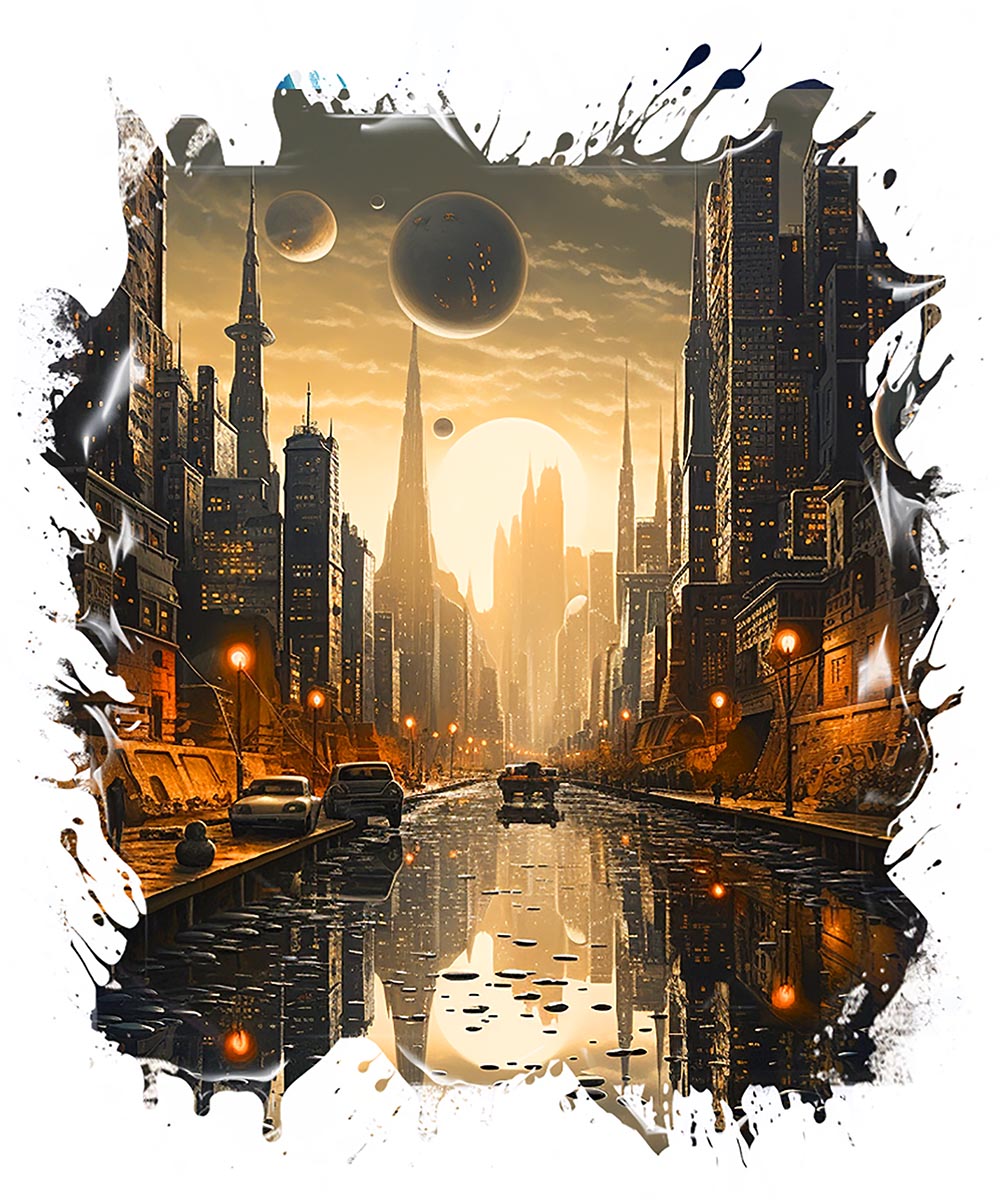 Futuristic City Street Art Design