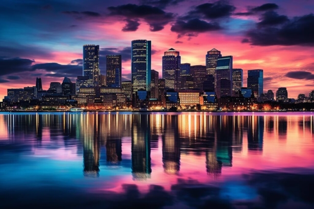Beautiful Boston City at Twilight Time