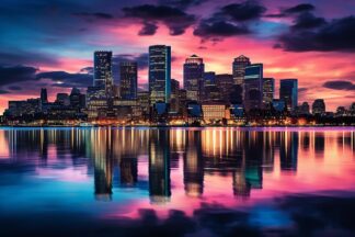 Beautiful Boston City at Twilight Time