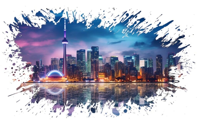 Colorful Toronto City at Twilight Splash Art