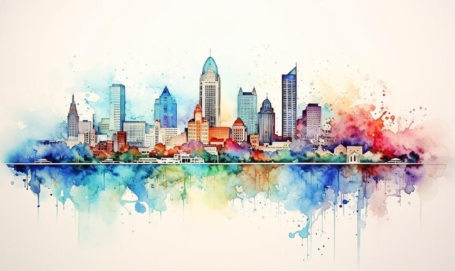 Creative Cityscape Pastel Aquarel Art