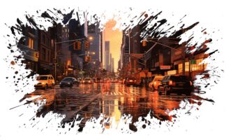 Large City Boulevard at Twilight Splash Art